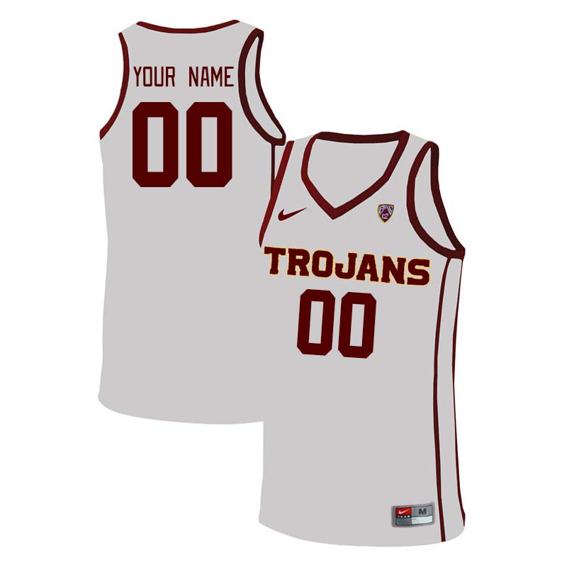 Custom USC Trojans Name And Number College Basketball Jerseys Stitched-White - Click Image to Close